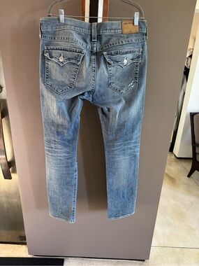 True Religion Geno Relaxed Slim Distressed Flap Pocket Jeans Sz 32